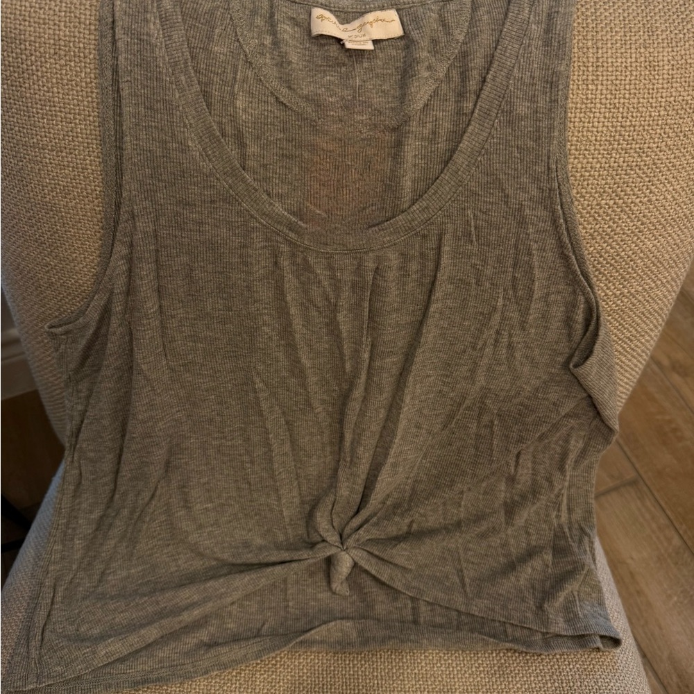Spiritual Gangster Gray Knotted Tank Top